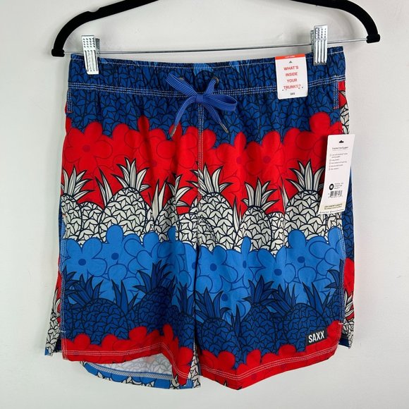 Saxx Other - NWT Saxx Oh Buoy 2N1 red and blue pineapple swim trunks size medium